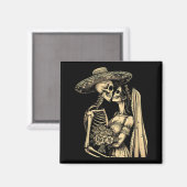Dia De Muertos Sugar Skull Couple Skeleton Bride W Magnet (Vorderseite/Rückseite)