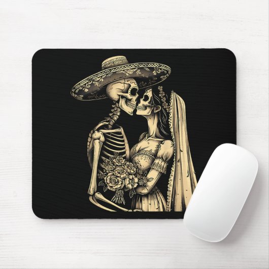 Dia De Muertos Sugar Skull Couple Skeleton Bride W Mousepad (Mit Mouse)