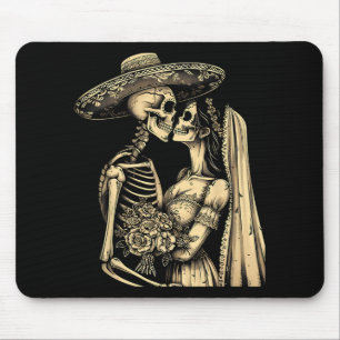 Dia De Muertos Sugar Skull Couple Skeleton Bride W Mousepad