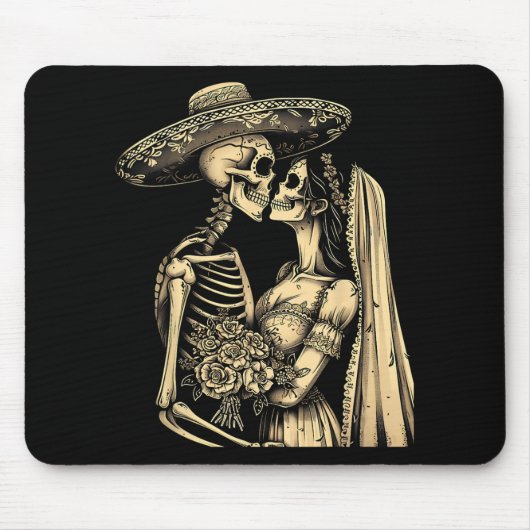 Dia De Muertos Sugar Skull Couple Skeleton Bride W Mousepad (Vorne)