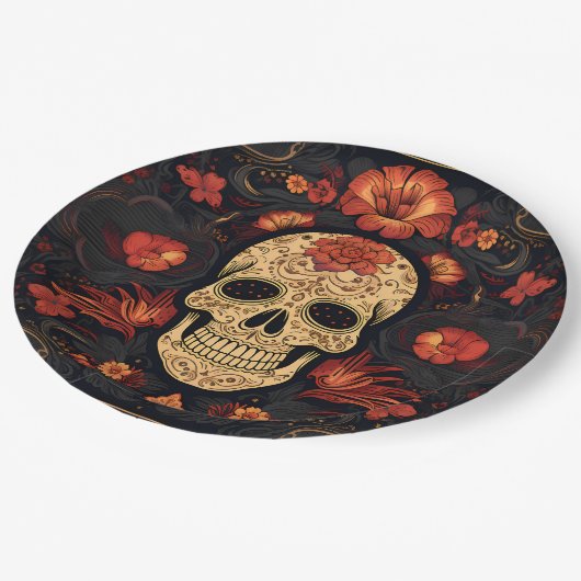 Dia de Muertos ☠️ Sugar Skull Pappteller (Schrägansicht)