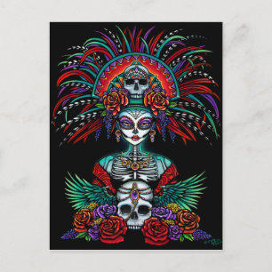 Dia De Muertos Suger Skull Mictecacihuatl Postkarte