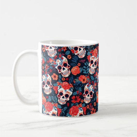 💀 Día de Muertos, Zuckerschädel Kaffeetasse (Links)