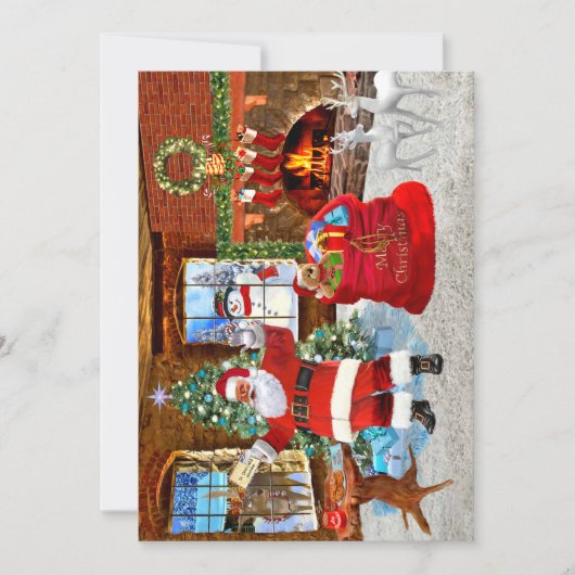 Día de Navidad con Papá Weihnachten Einladung (Vorderseite)