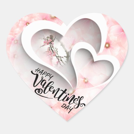 día de San Valentín floral Herz-Aufkleber (Vorderseite)