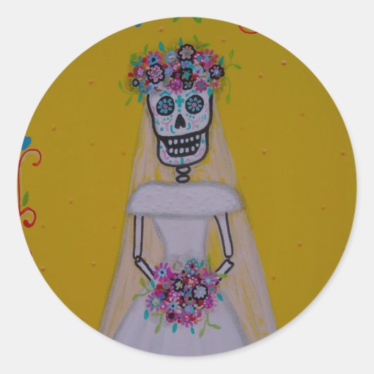 DIA DEL MUERTOS BRIDE RUNDER AUFKLEBER (Vorderseite)