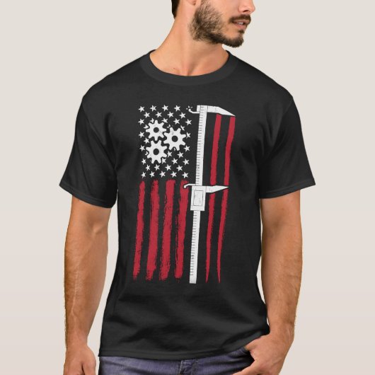 Dia der amerikanischen Flag-Tools für die Maschine T-Shirt (Vorderseite)