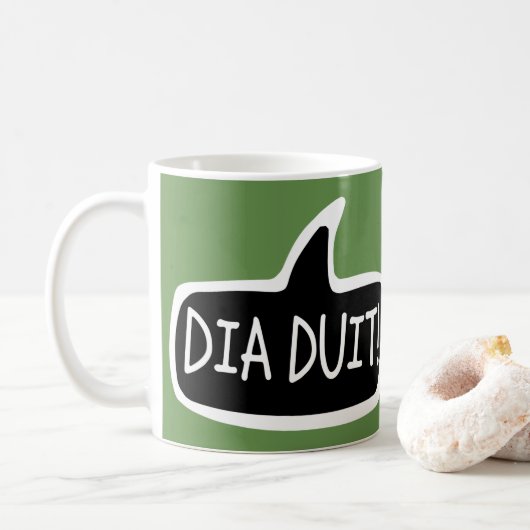 DIA DUIT! Irish Gaelic Grußwort-Blase Kaffeetasse (Mit Donut)