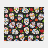 Dia Los Muertos: Zuckerschädel Muster. Fleecedecke (Vorderseite (Horizontal))