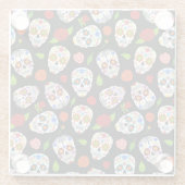 Dia Los Muertos: Zuckerschädel Muster. Glasuntersetzer (Rückseite)
