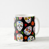 Dia Los Muertos: Zuckerschädel Muster. Kaffeetasse (VorderseiteRechts)