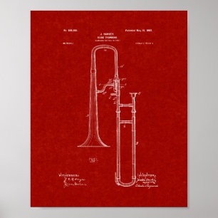 Dia-Trombone Patent - Burgunder-Rot Poster