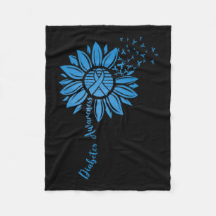 Diabetes-Aufklärungsmonat Sonnenblume Blaues Band Fleecedecke