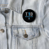 Diabetes-Aware T1d Warrior Blue Gray Ribbon Typ 1 Button (Beispiel)