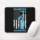 Diabetes Awareness American Flag Blue Ribbon T1 Mousepad (Mit Mouse)