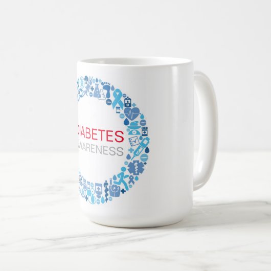 Diabetes Awareness Blue Circle Kaffeetasse (VorderseiteRechts)