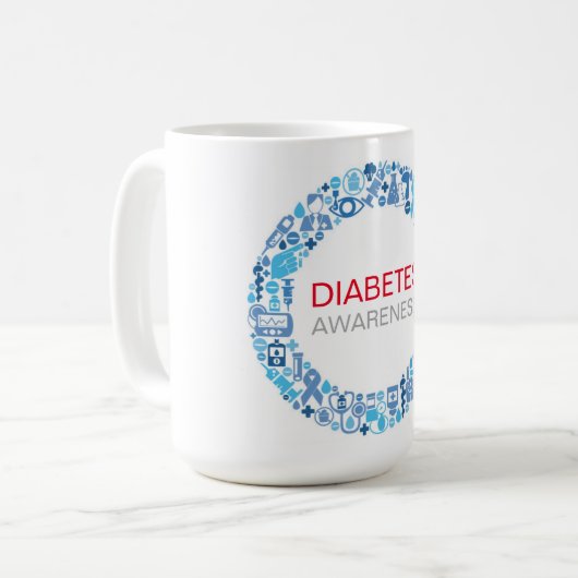 Diabetes Awareness Blue Circle Kaffeetasse (Vorderseite Links)