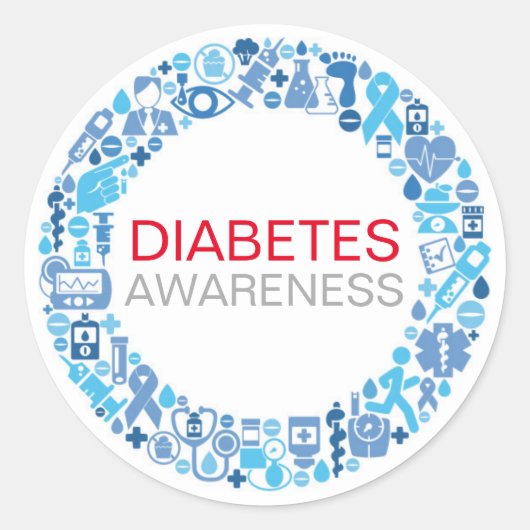 Diabetes Awareness Blue Circle Sticker (Vorderseite)
