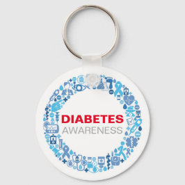Diabetes Awareness blue circle with symbols Schlüsselanhänger