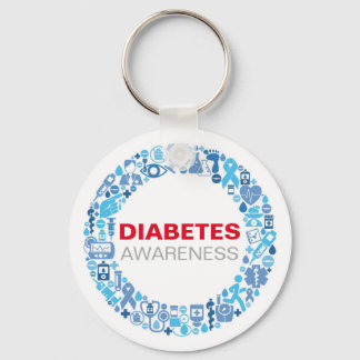 Diabetes Awareness blue circle with symbols Schlüsselanhänger