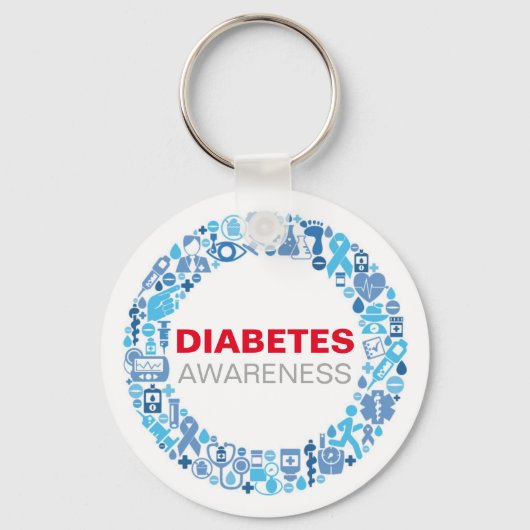 Diabetes Awareness blue circle with symbols Schlüsselanhänger (Vorderseite)