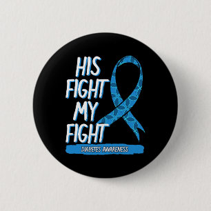 Diabetes Awareness Blue Fight Ribbon DM Diabetiker Button