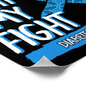 Diabetes Awareness Blue Fight Ribbon DM Diabetiker Poster (Ecke)