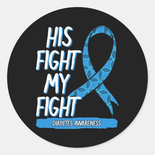 Diabetes Awareness Blue Fight Ribbon DM Diabetiker Runder Aufkleber (Vorderseite)