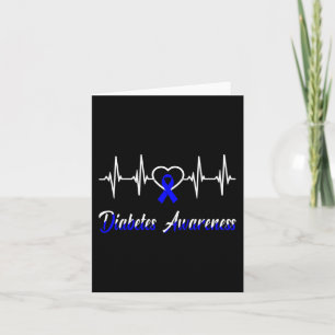 Diabetes Awareness Blue Ribbon Heartbeat Liebe Karte