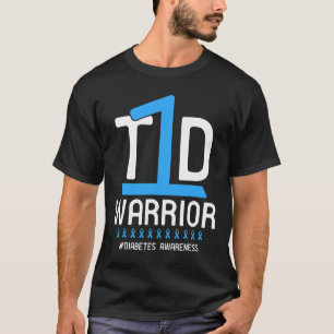 Diabetes Awareness Blue Ribbon T1D Krieger T-Shirt