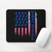 Diabetes Awareness Blue Ribbon US American Flag D Mousepad (Mit Mouse)