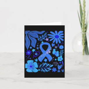 Diabetes Awareness Boho Floral Blue Ribbon Diabeti Karte