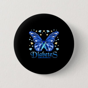 Diabetes Awareness Butterfly Blue Ribbon Unterstüt Button