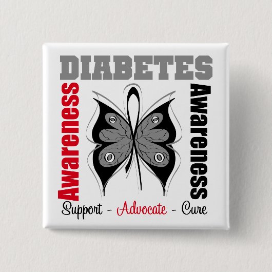 Diabetes Awareness Butterfly Button (Vorderseite)