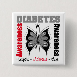 Diabetes Awareness Butterfly Button