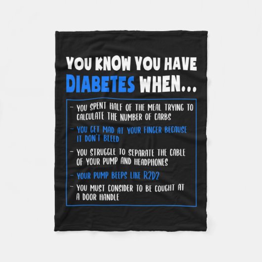 Diabetes Awareness Diabetes Typ 1 Fun Puff oder Qu Fleecedecke (Vorderseite)