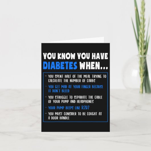 Diabetes Awareness Diabetes Typ 1 Fun Puff oder Qu Karte (Vorderseite)