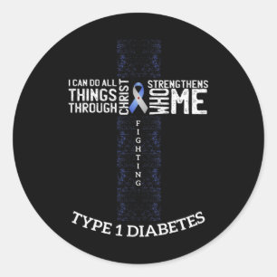 Diabetes Awareness Diabetic Warrior Gift T-Shirt Runder Aufkleber