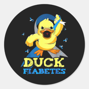 Diabetes Awareness Duck Fiabetes for Mens Runder Aufkleber