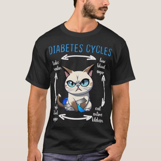 Diabetes Awareness Funny Cat Cycle Diabetic Life S T-Shirt (Vorderseite)