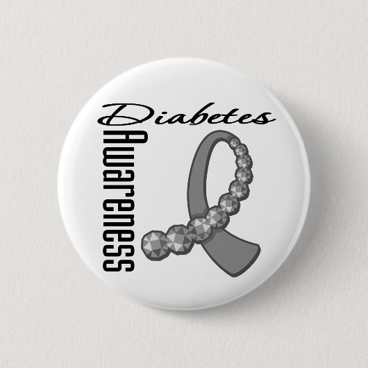 Diabetes Awareness Gemstone Ribbon Button (Vorderseite)
