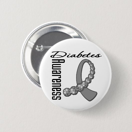 Diabetes Awareness Gemstone Ribbon Button (Vorne & Hinten)
