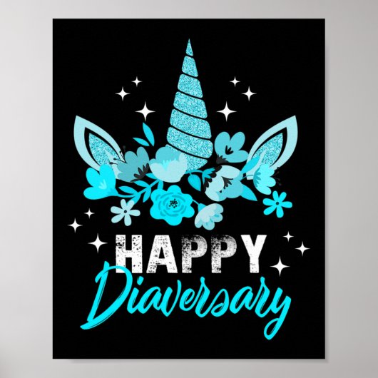 Diabetes Awareness Happy Diaversary Niedlich T Poster (Vorne)