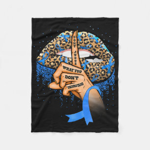 Diabetes Awareness Leopard Lips Blue Ribbon Warrio Fleecedecke