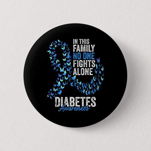 Diabetes Awareness Mont Butterfells Blue Ribbon Button (Vorderseite)