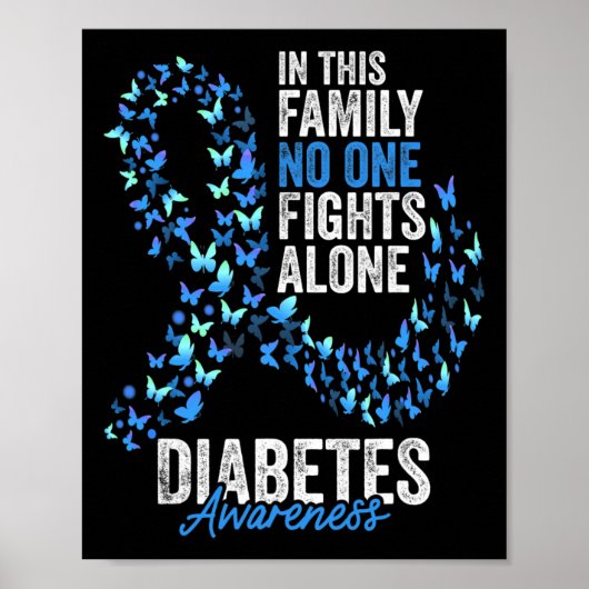 Diabetes Awareness Mont Butterfells Blue Ribbon Poster (Vorne)