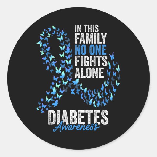 Diabetes Awareness Mont Butterfells Blue Ribbon Runder Aufkleber (Vorderseite)