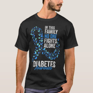 Diabetes Awareness Mont Butterfells Blue Ribbon T-Shirt