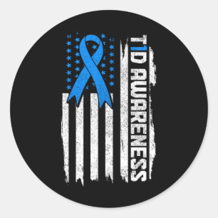 Diabetes Awareness Montag Blue Ribbon Typ 1 Patrio Runder Aufkleber