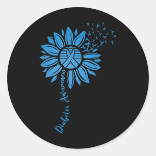 Diabetes Awareness Montag Sonnenblume Blauer Ribbo Runder Aufkleber